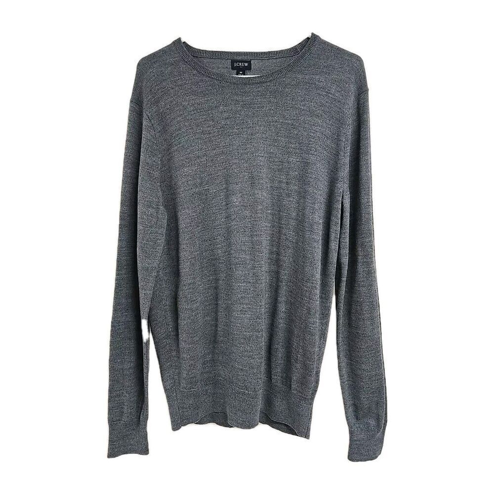 J Crew Merino Wool Blend Crewneck Sweater Gray Men's Size M